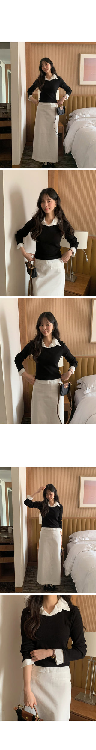 (3 colors) Shirt-layered T-shirt