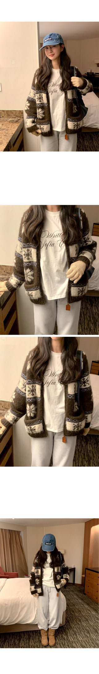 (3 colors) V-neck wool cardigan