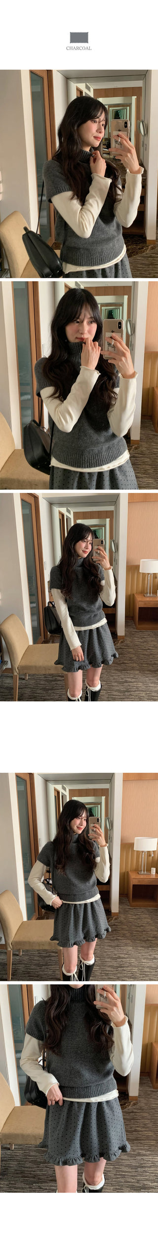 (4 colors) Sheer Turtleneck Knit