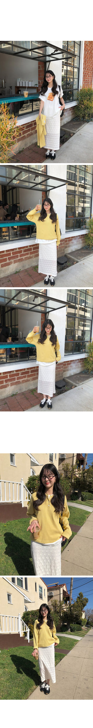 (2 colors) Flower Elastic Waist Long Skirt