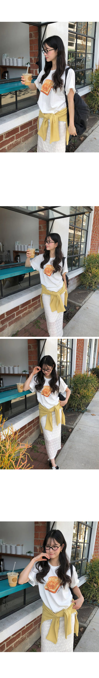 (2 colors) Flower Elastic Waist Long Skirt