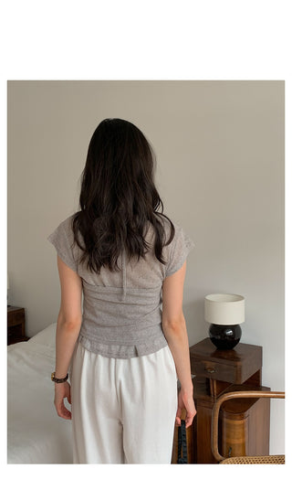 [2pc] Short-sleeved halter sleeveless T-shirt set