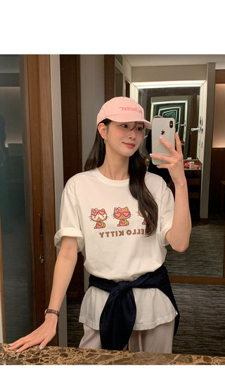 [3 colors] Oversized Print T-shirt