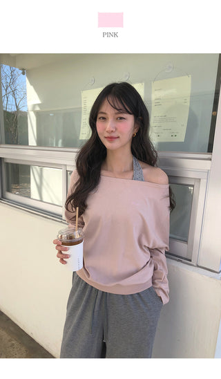 One-shoulder oversized sweatshirt