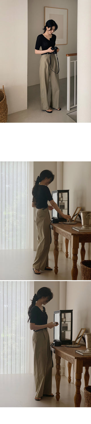 [Belt set] (basic/long) Wide pants - 4 sizes