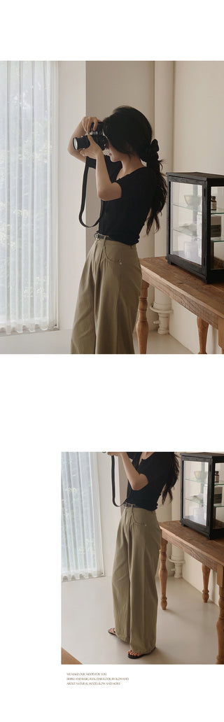 [Belt set] (basic/long) Wide pants - 4 sizes