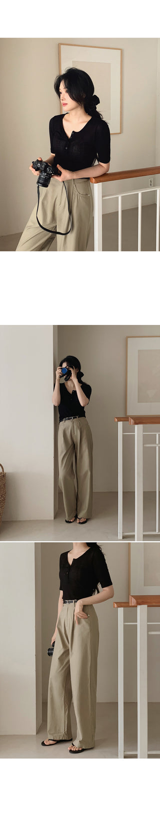 [Belt set] (basic/long) Wide pants - 4 sizes