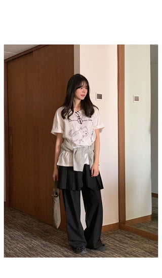 Pleated skirt pants