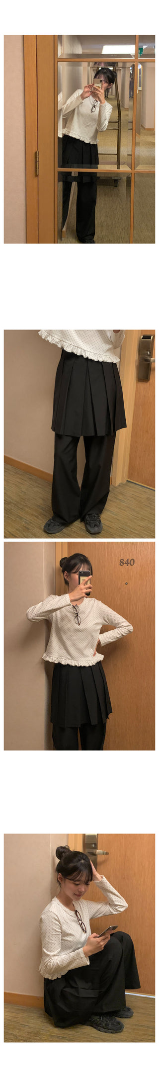 Pleated skirt pants