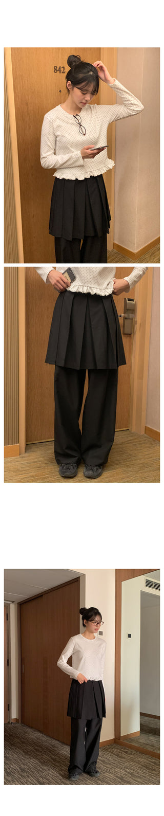 Pleated skirt pants