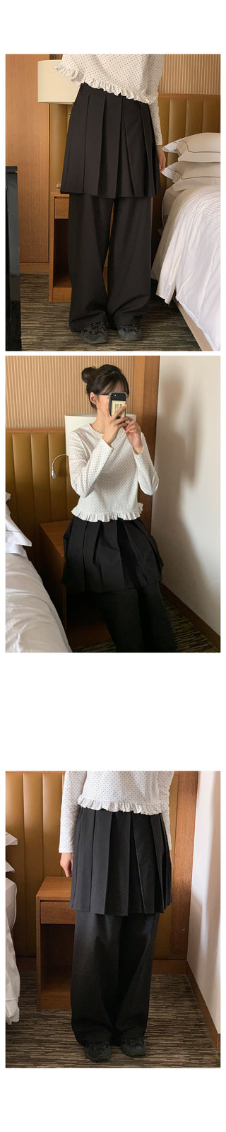 Pleated skirt pants