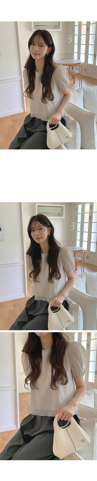 [2 colors] Flower Point Slim T-shirt