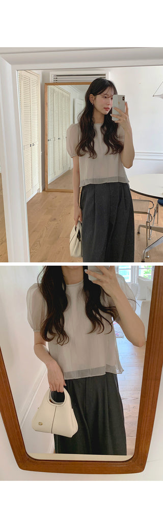 [2 colors] Flower Point Slim T-shirt
