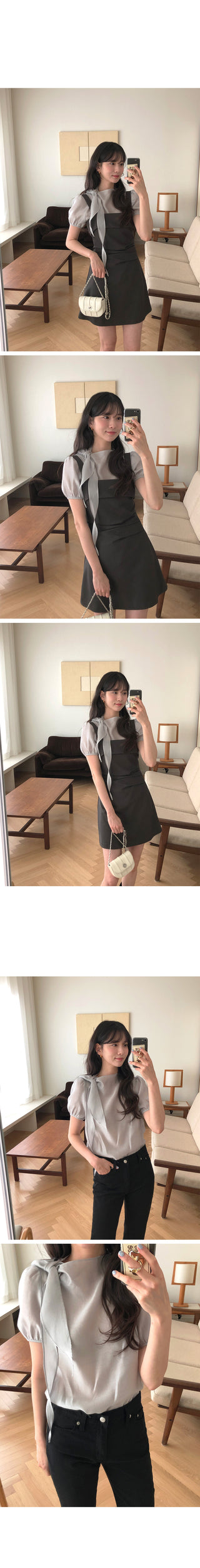 (3 colors) Ribbon Blouse