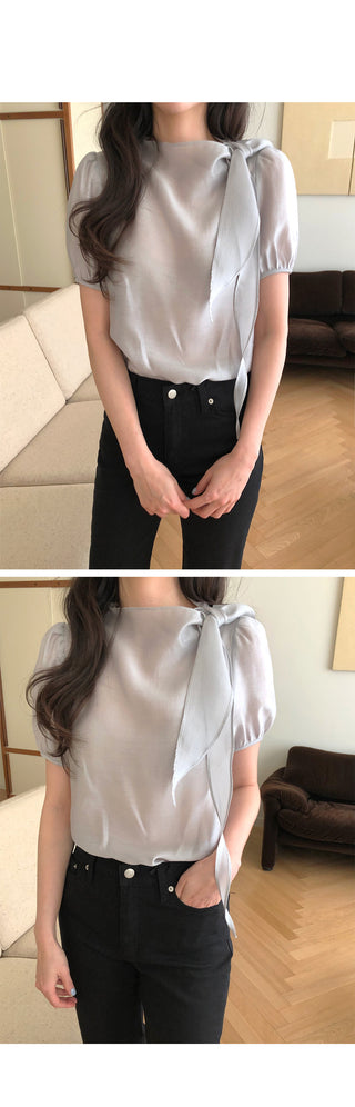 (3 colors) Ribbon Blouse