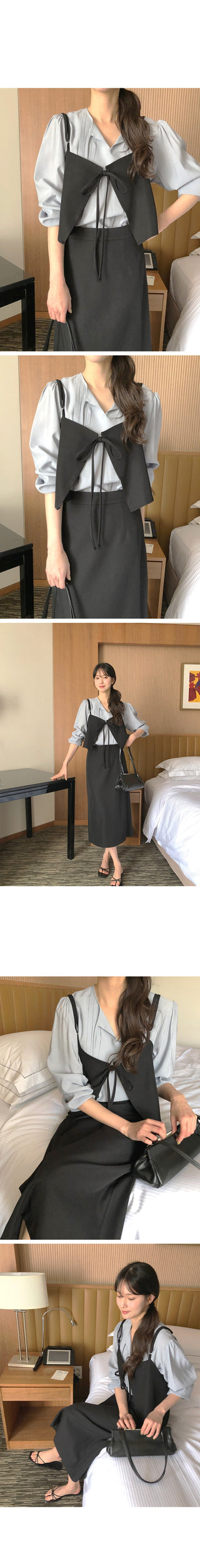 (3 colors) Tucked Tie Blouse