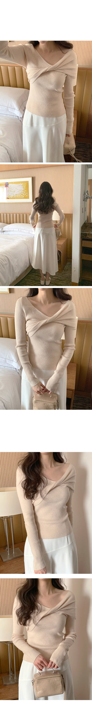 (5 colors) Drape Off-Shoulder Knit