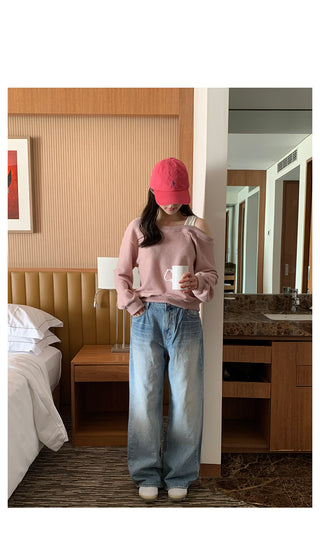 Wide denim pants