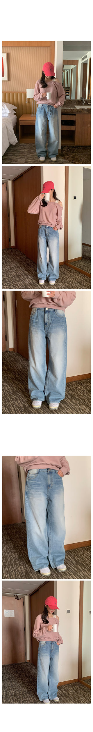 Wide denim pants