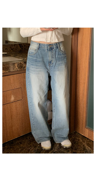Wide denim pants