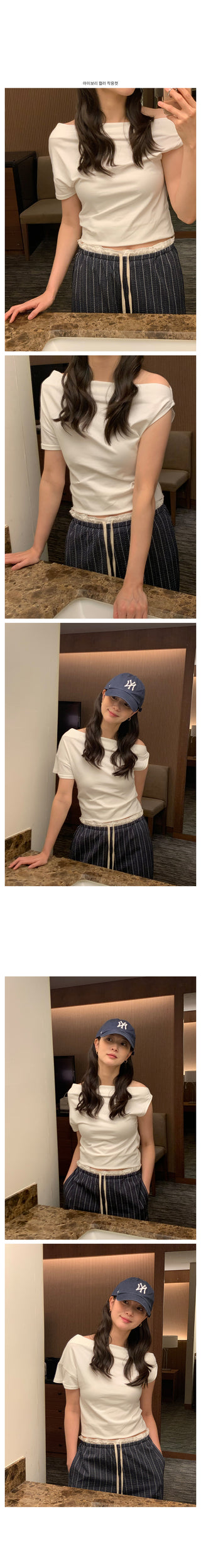 One-shoulder short-sleeved T-shirt