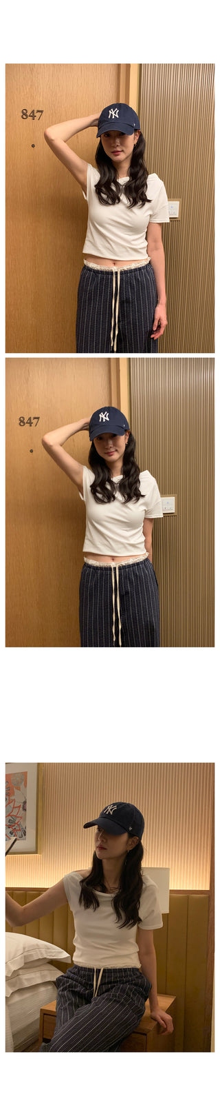 One-shoulder short-sleeved T-shirt