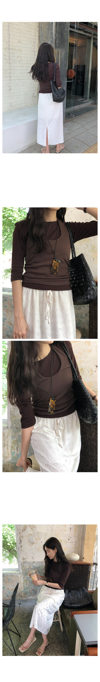 Flower punched long skirt