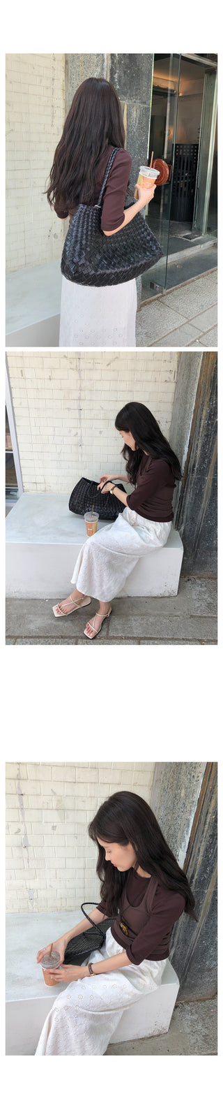 Flower punched long skirt