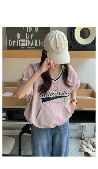 Nylon short-sleeved anorak sweatshirt (3 colors)