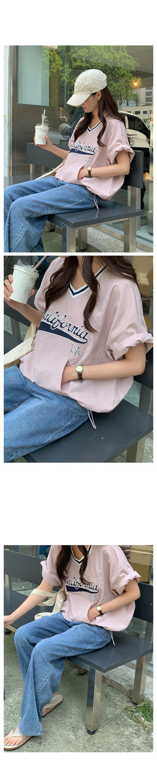 Nylon short-sleeved anorak sweatshirt (3 colors)