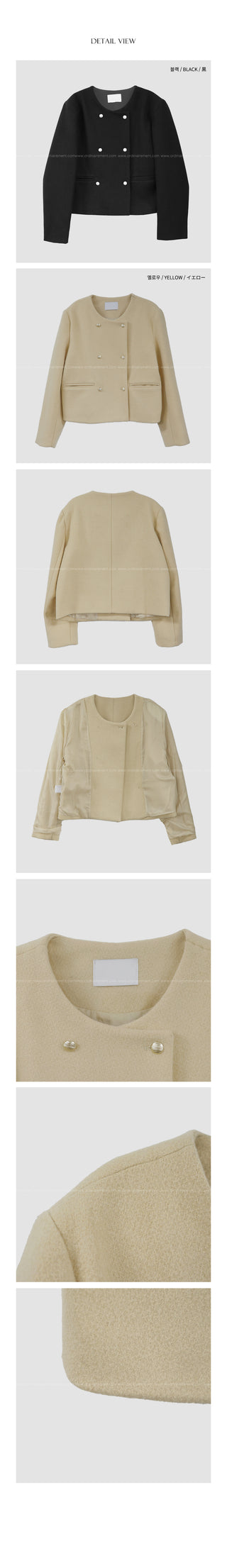 (2 colors) Double-breasted tweed jacket
