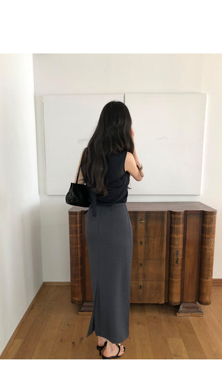 [3 colors] Belted skirt