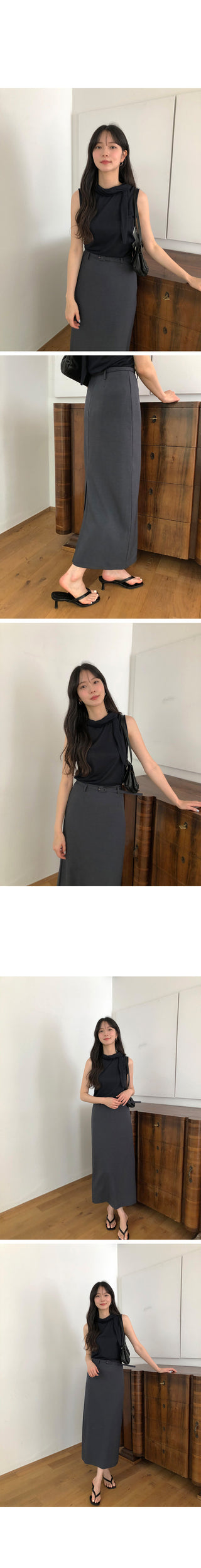 [3 colors] Belted skirt
