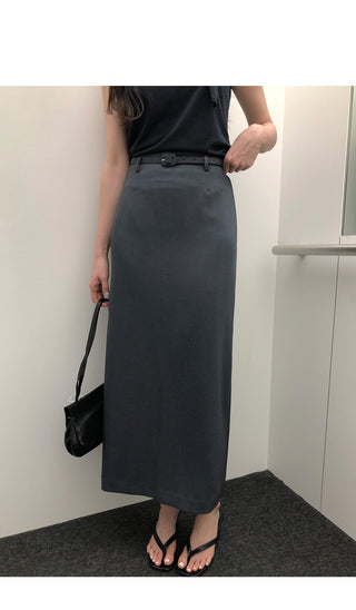 [3 colors] Belted skirt