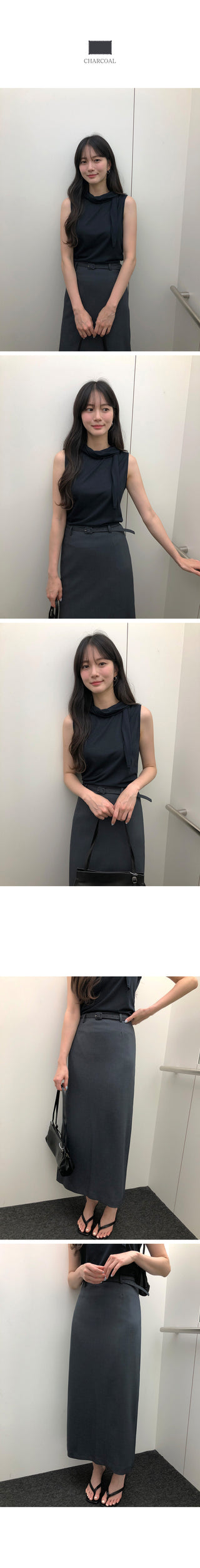[3 colors] Belted skirt