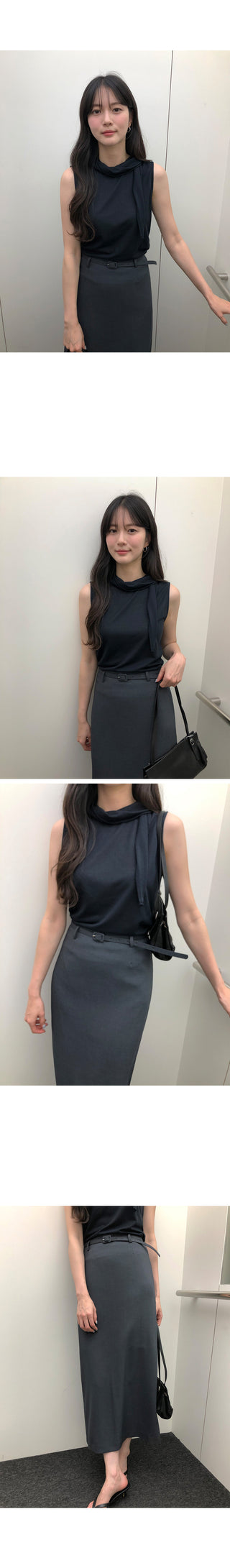 [3 colors] Belted skirt