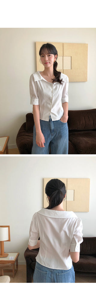[[3]color] Striped blouse