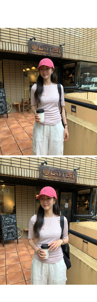 [3 colors] Ribbon Collar Wrap Blouse