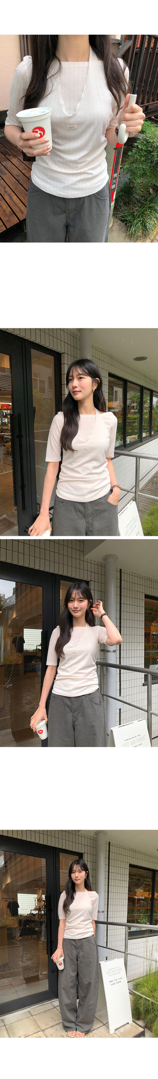 [3 colors] Ribbon Collar Wrap Blouse
