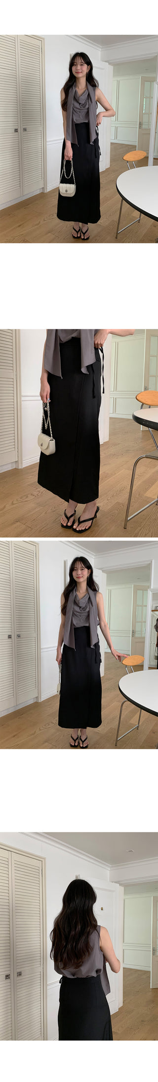 [2 colors] Frill Tiered Long Skirt