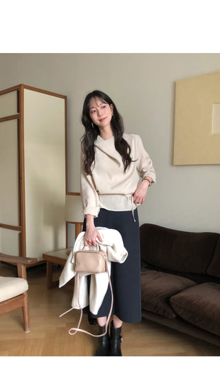 (2 colors) Drape Blouse