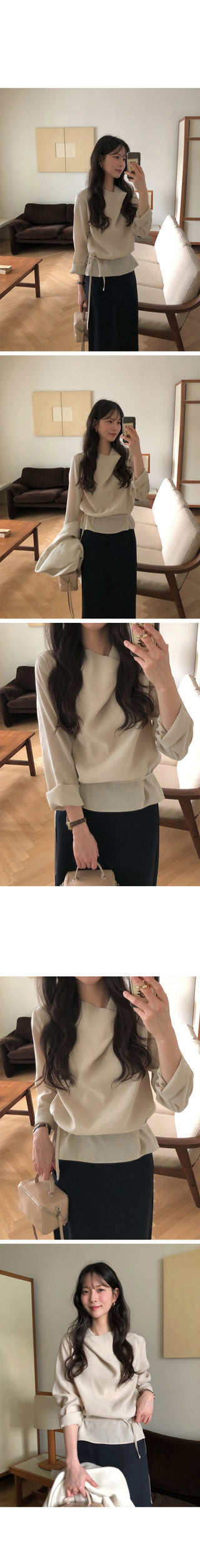 (2 colors) Drape Blouse