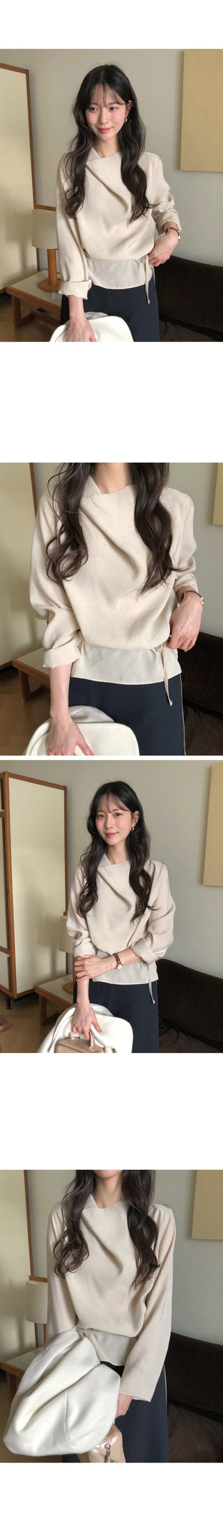 (2 colors) Drape Blouse