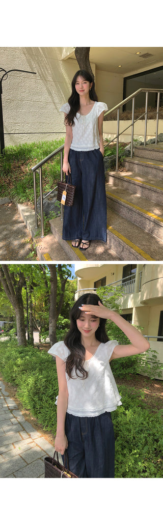 (set) Bustier and wide-leg pants set