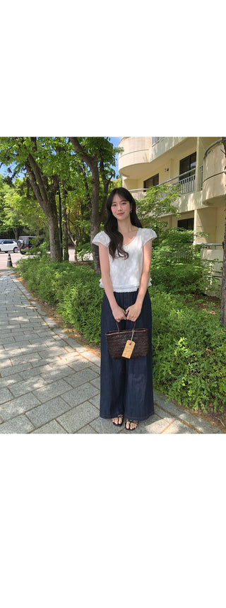 (set) Bustier and wide-leg pants set