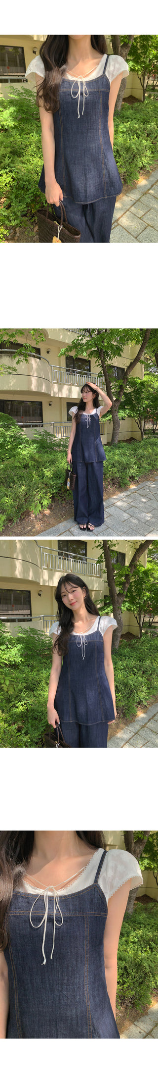 (set) Bustier and wide-leg pants set