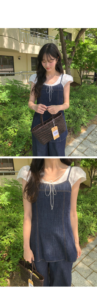 (set) Bustier and wide-leg pants set