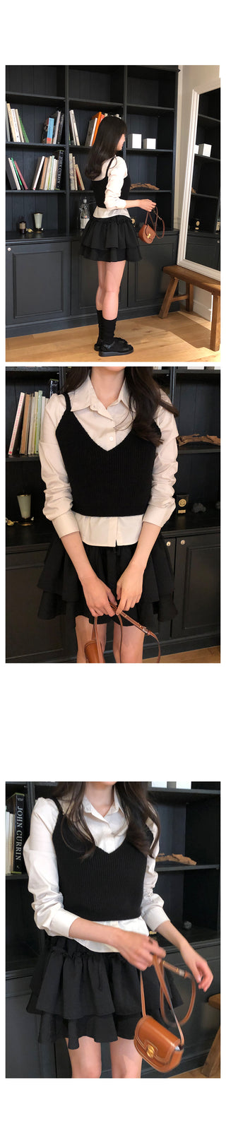 V-neck knit bustier