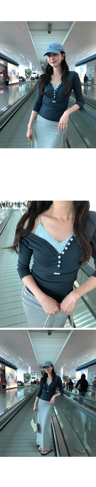(4 colors) [Built-in cap] Lace sleeveless top