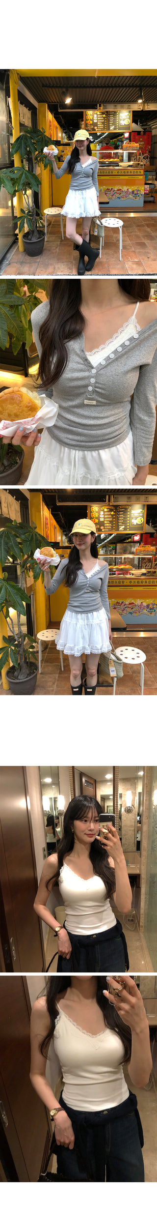 (4 colors) [Built-in cap] Lace sleeveless top